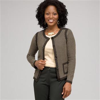 Dot Pattern Cardigan, Laurel/ Chino, large