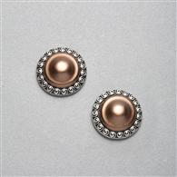 Bronze Clip On Button Earring x0077, Silver Ox, medium