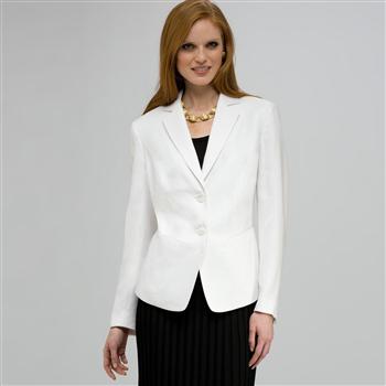 Two Button Notch Collar Jacket., White, large