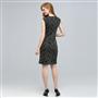 Drape Neck Dress., Black Multi, small