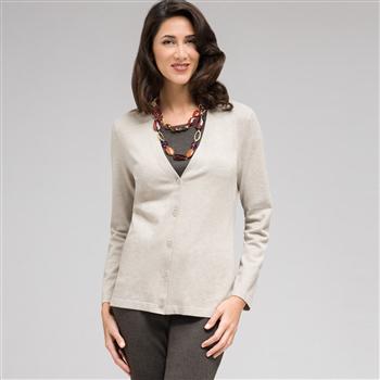 Long Sleeve Cardigan, Light Caraway Heather, large