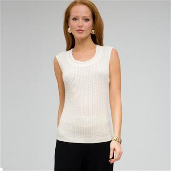 Cable Knit Shell, Ivory, large