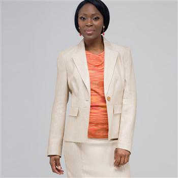 Jewel Neck Jacket., Chino & Ivory, large