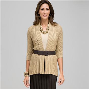 Novelty Stitch Belted Cardigan x0027, Chino, large