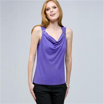 Drape Neck Tank with Buckles. x0073, Spring Violet, large