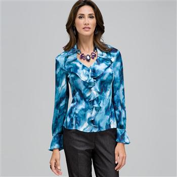 Ruffled Blouse, Seabreeze Multi, large