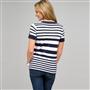 Striped Sleeve V-Neck Roll Cuff Tee, swiss navy & white, small