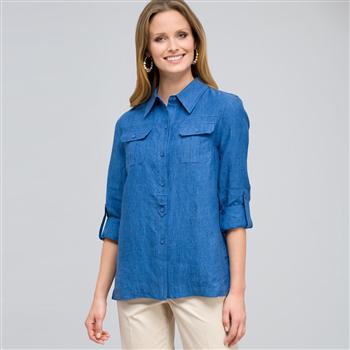 Denim Shirt Jacket, Indigo, large