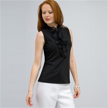 Zip Front Tank with Ruffles Blouse., , large