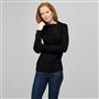 Long Sleeve Button Out Turtle Neck, Black, small