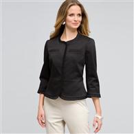 Ruffle Trim Jacket x0043, Black, medium