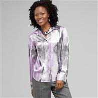 Long Sleeve Covered Placket Blouse x0071, Multi, medium