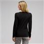 Long Sleeve V-Neck Top, Black, small