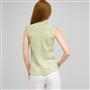 Ruffle Front Sleeveless Blouse., Sugar Pea and White, small