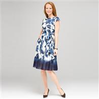 Blurred Leaf Floral Wrap Dress x0069, Ivory Multi, medium