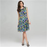 Floral Ruffly Seam Party Dress x0042, Aloe Multi, medium