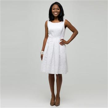 White Dress with Jewel Neckline, White, large