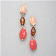 Pink Quartz Dangle Earring x0074, Gold, medium