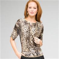 Animal print Boat Neck Sweater x0068, Multi, medium