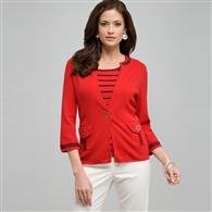 Relaxed Fit Cardigan x0076, Cardinal Red & Black, medium