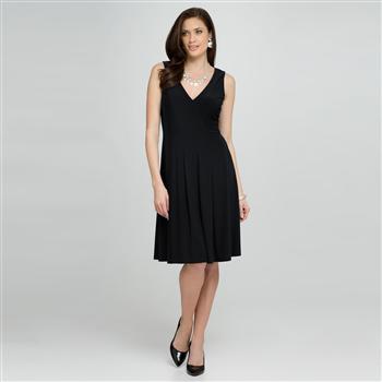 V-Neck Dress (Plus), Black, large