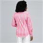 Stripped Button Down Shirt, Hot Pink Combo, small