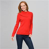Long Sleeve Button Out Turtle Neck x0083, Fire Red, medium