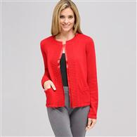 Rib Trim Cardigan x0081, Firecracker, medium