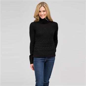 Wool Blend Turtle Neck Sweater, Black, large