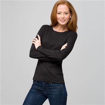 Long Sleeve Crew Neck, Black, large