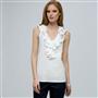 Sleeveless Ruffle Blouse., White, small