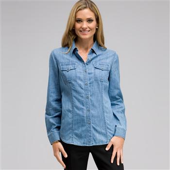 Long Sleeve Denim Button Down, Oasis Wash, large