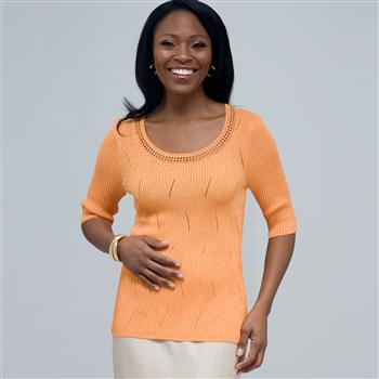 Scoop Neck Knit., LIght Tangerine, large
