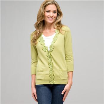 Lace Trimmed Cardigan x0095, spring bud, large