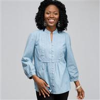 3/4 Sleeve Bib Front Top x0052, antique wash, medium