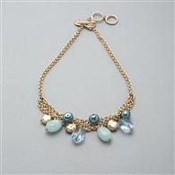 3 Strand Drop Necklace x0097, Blue, medium