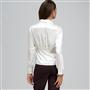 Long Sleeve Seamed Button Front Shirt, Ivory, small