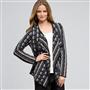 Open Front Texture Cardigan, Black & Sugar, small