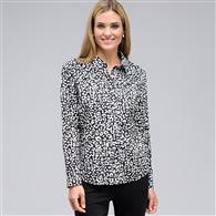 Long Sleeve Classic Button Front Shirt x0089, Black & Sugar, medium