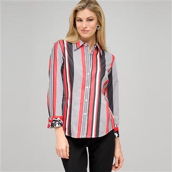 Striped Shirt, Cardinal Red & Black, large