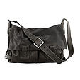 Men's Leather Luggage Fisherman Bag x0099, Black, medium