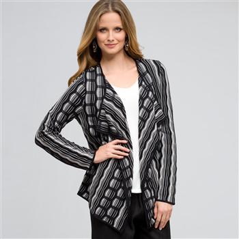 Open Front Texture Cardigan, Black & Sugar, large