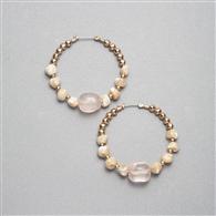 Pink and Gold Hoop Earring x0087, Gold, medium