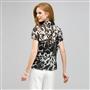 Ruffle Cascade Blouse., Black & White, small