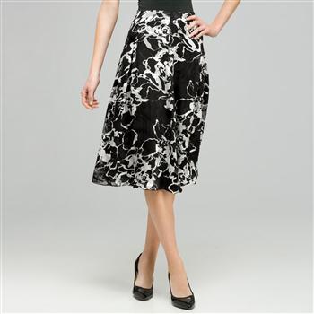 Pleated Flare Skirt., Black & White, large