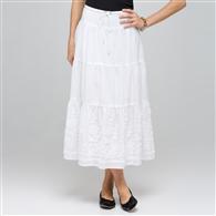 Long Tiered Skirt x0051, White, medium