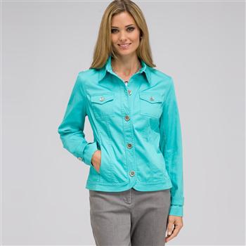 Button Front Jacket, Aqua Haze, large