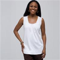 Shirred Front Tank. x0028, White, medium