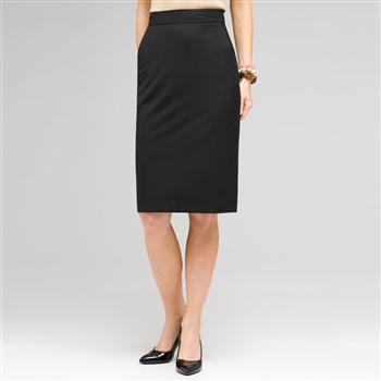 Slim Skirt With Back Kick Pleats, Black, large
