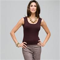 Sleeveless Scoop Neck Shell x0019, Brown, medium